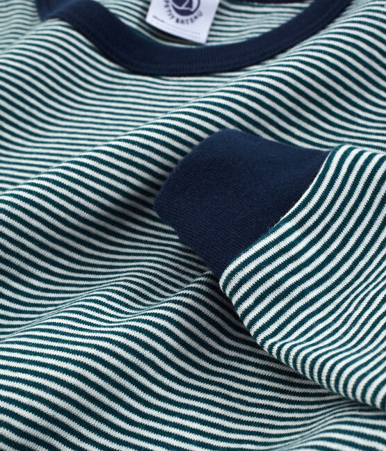 Pyjama petit garçon en côte vert PINEDE/blanc MARSHMALLOW