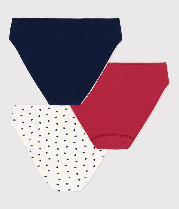 Lot de 3 culottes c&oelig;ur fille en coton et &eacute;lasthanne multicouleur