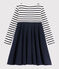Robe manches longues enfant fille blanc MARSHMALLOW/bleu SMOKING