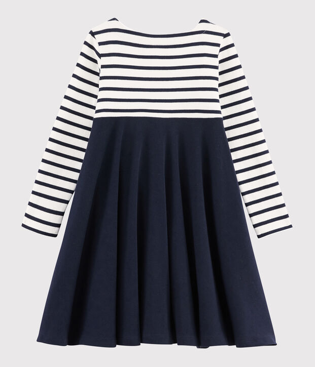 Robe manches longues enfant fille blanc/bleu