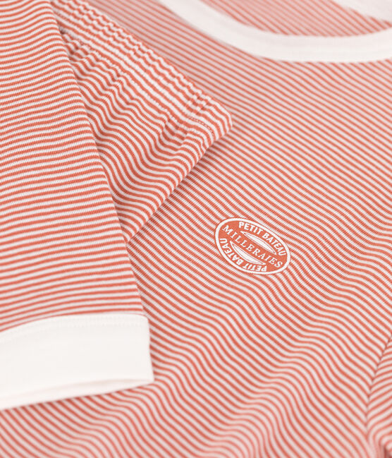 Pyjama milleraies fille / garçon en coton rose BRANDY/blanc MARSHMALLOW