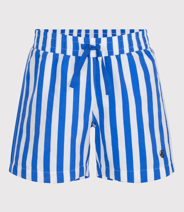 Short de bain enfant &agrave; rayures bleu/blanc