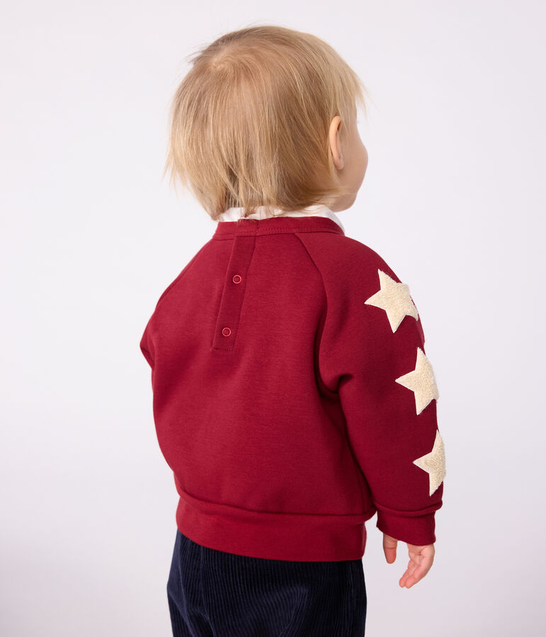 Sweatshirt b&eacute;b&eacute; en coton doux et chaud motif &eacute;toiles rouge AMARANTE