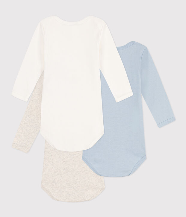 Lot de 3 bodies manches longues unis en coton multicouleur