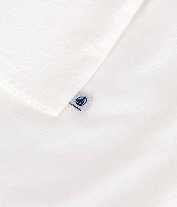 Blouse b&eacute;b&eacute; manches courtes en seersucker ray&eacute;e blanc