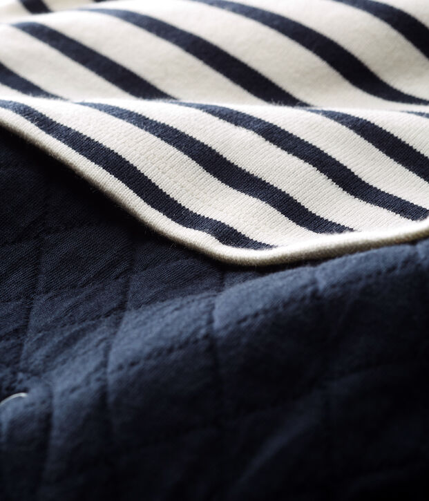 Combinaison longue b&eacute;b&eacute; gar&ccedil;on faux deux-pi&egrave;ces blanc/bleu