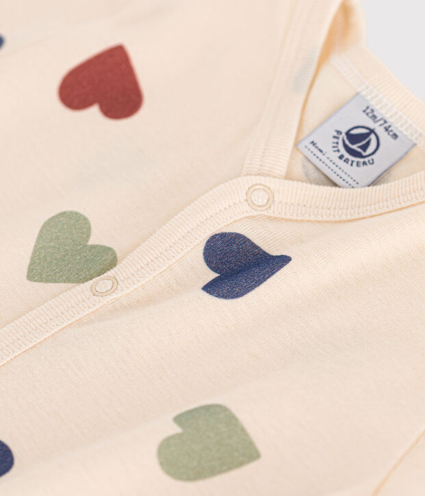 Combinaison courte en coton b&eacute;b&eacute; &eacute;cru/multicouleur