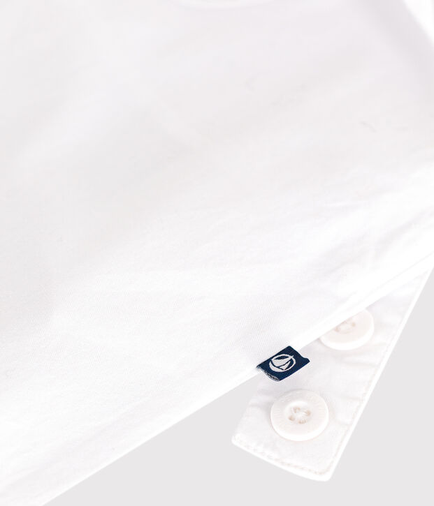 Salopette b&eacute;b&eacute; en coton jambes courtes, unie blanc