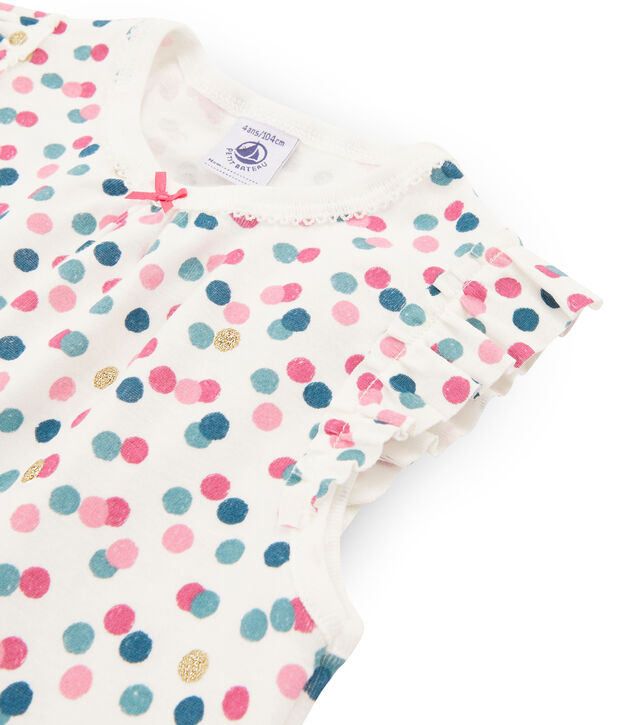 Pyjacourt petite fille en c&ocirc;te blanc/multicouleur