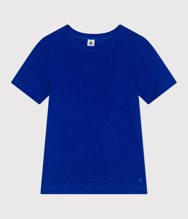 Tee-shirt Femme &agrave; manches courtes en lin bleu