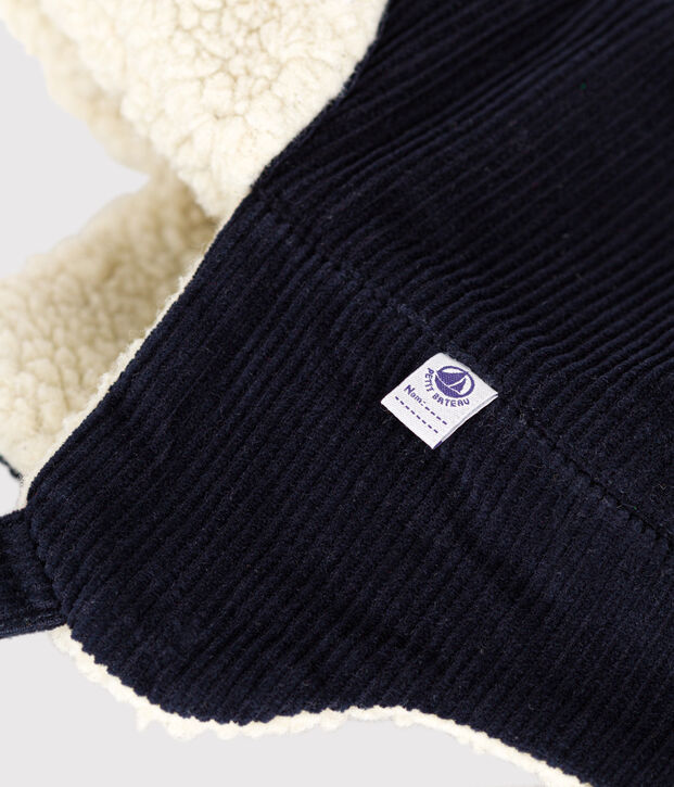 Chapka en velours et en sherpa b&eacute;b&eacute; bleu marine