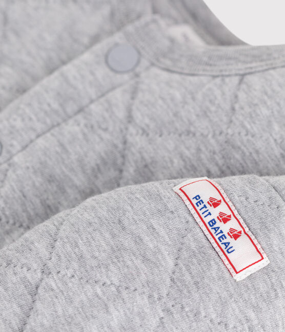 Cardigan bébé en coton épais uni gris FUMEE CHINE