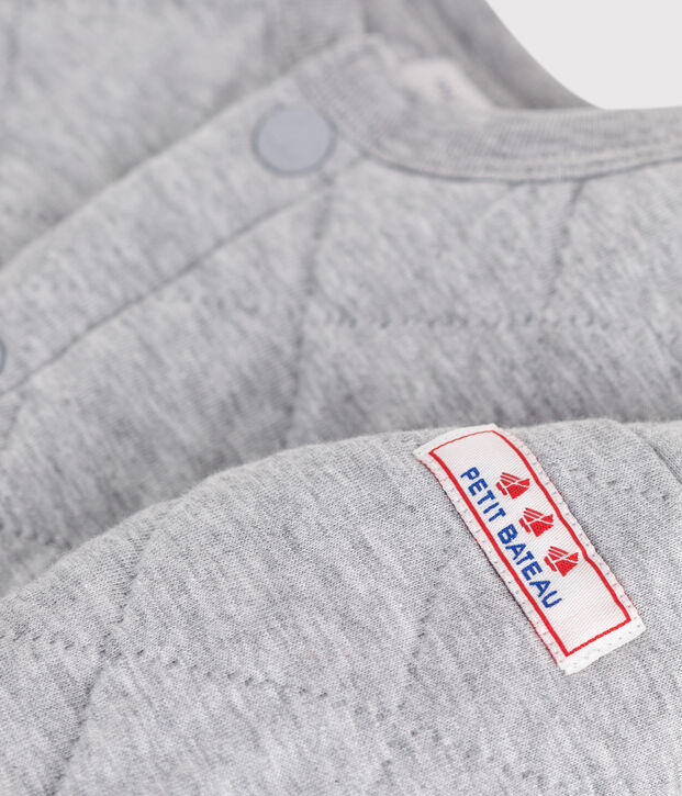 Cardigan b&eacute;b&eacute; en coton &eacute;pais uni gris chin&eacute;