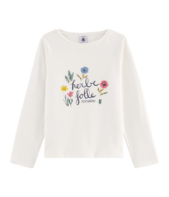 Tee shirt manches longues enfant fille blanc MARSHMALLOW