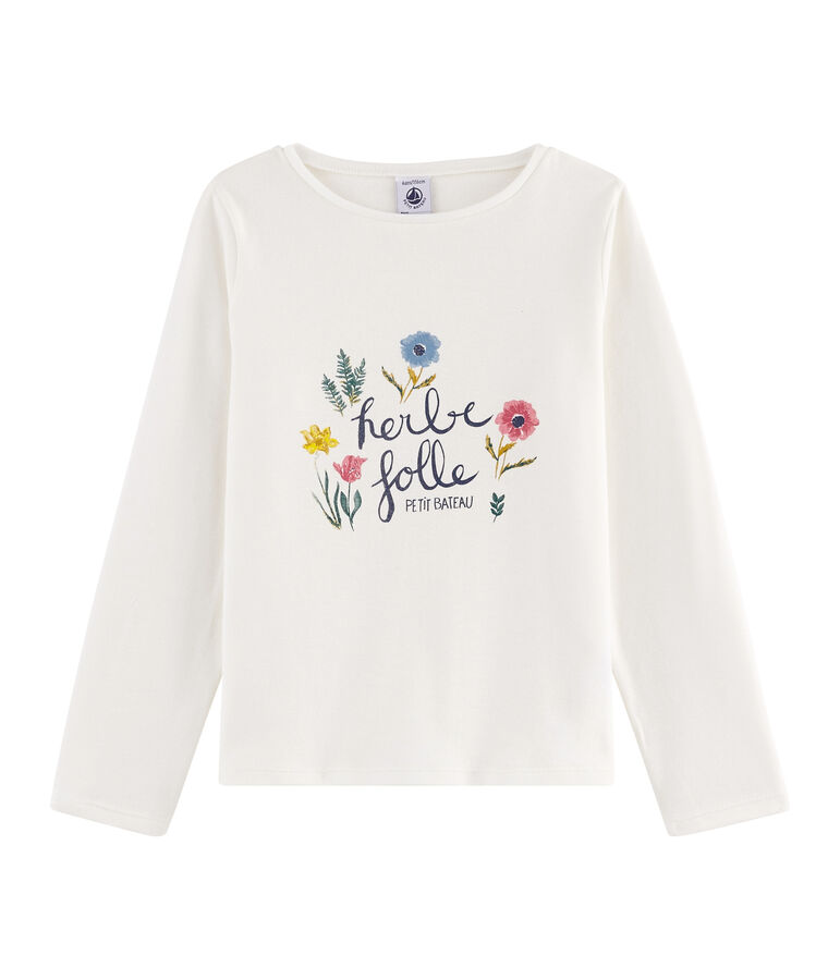Tee shirt manches longues enfant fille blanc