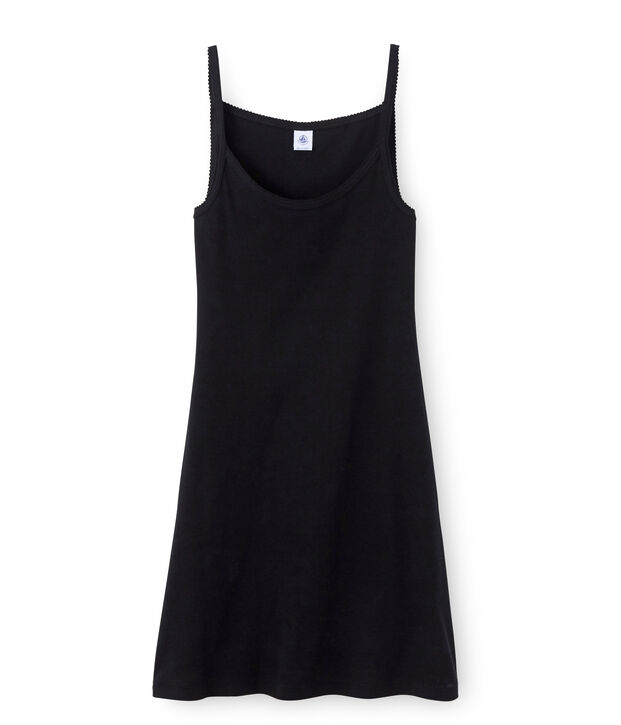 Chemise &agrave; bretelles femme coton/laine/soie noir