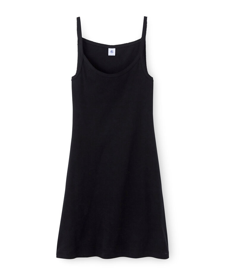 Chemise &agrave; bretelles femme coton/laine/soie noir NOIR