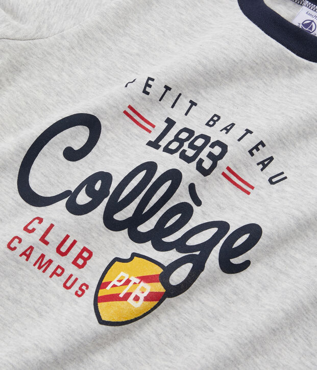 Tee-shirts&eacute;rigraphi&eacute; manches longues enfant gar&ccedil;on gris