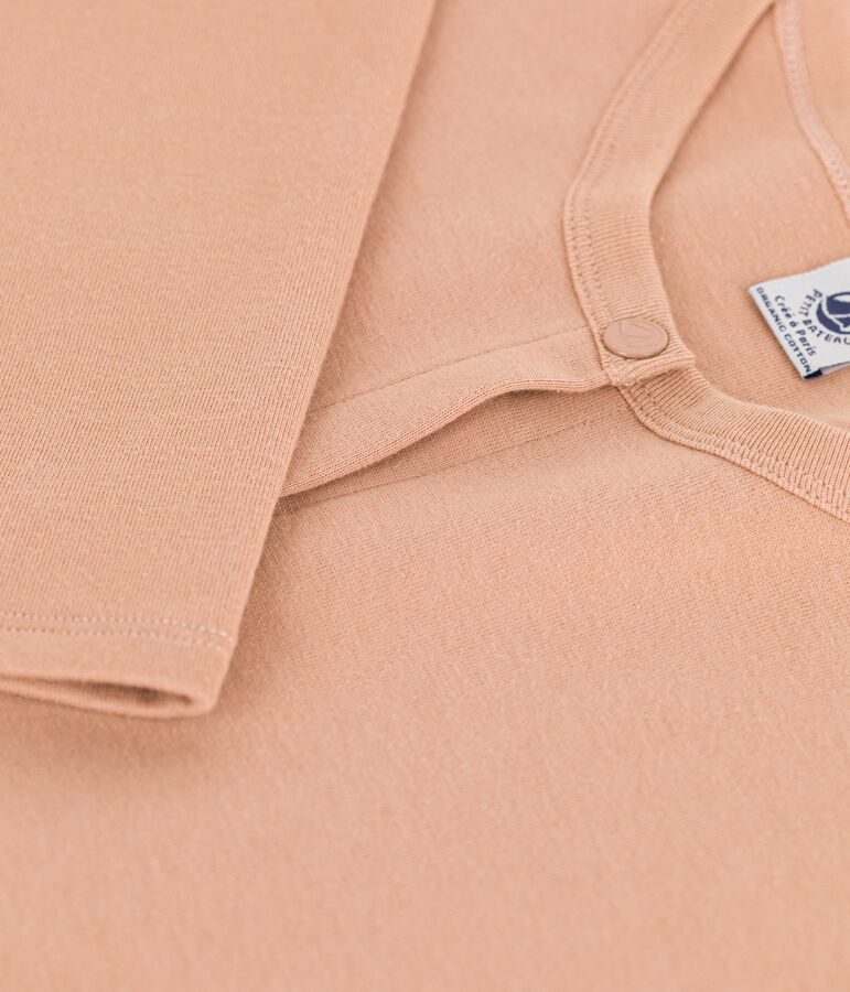 Cardigan &agrave; pressions en coton &eacute;pais Femme beige