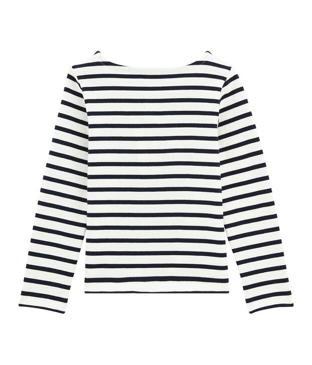 Marini&egrave;re enfant fille en jersey blanc/bleu
