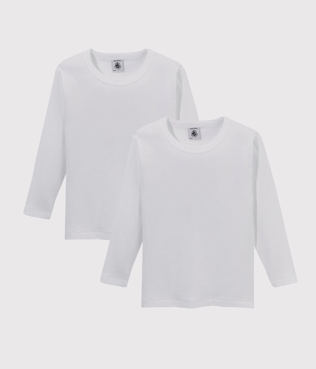 Lot de 2 tee-shirts manches longues blancs gar&ccedil;on multicouleur