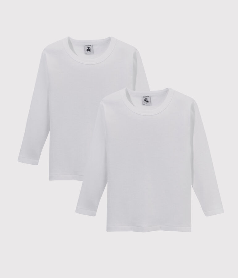 Lot de 2 tee-shirts manches longues blancs gar&ccedil;on variante 1