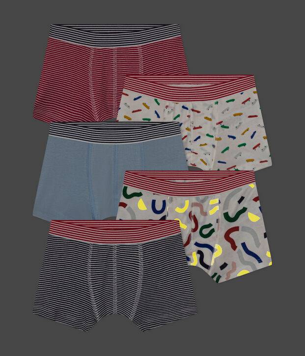 Lot de 5 boxers skateboard en coton enfant multicouleur