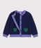 Cardigan enfant en laine et coton uni bleu marine