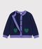 Cardigan enfant en laine et coton uni bleu marine