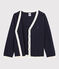Cardigan laine et coton enfant garçon bleu SMOKING/blanc MARSHMALLOW