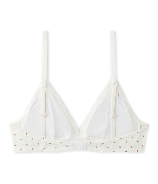 Soutien gorge padd&eacute; fille &agrave; pois blanc/marron