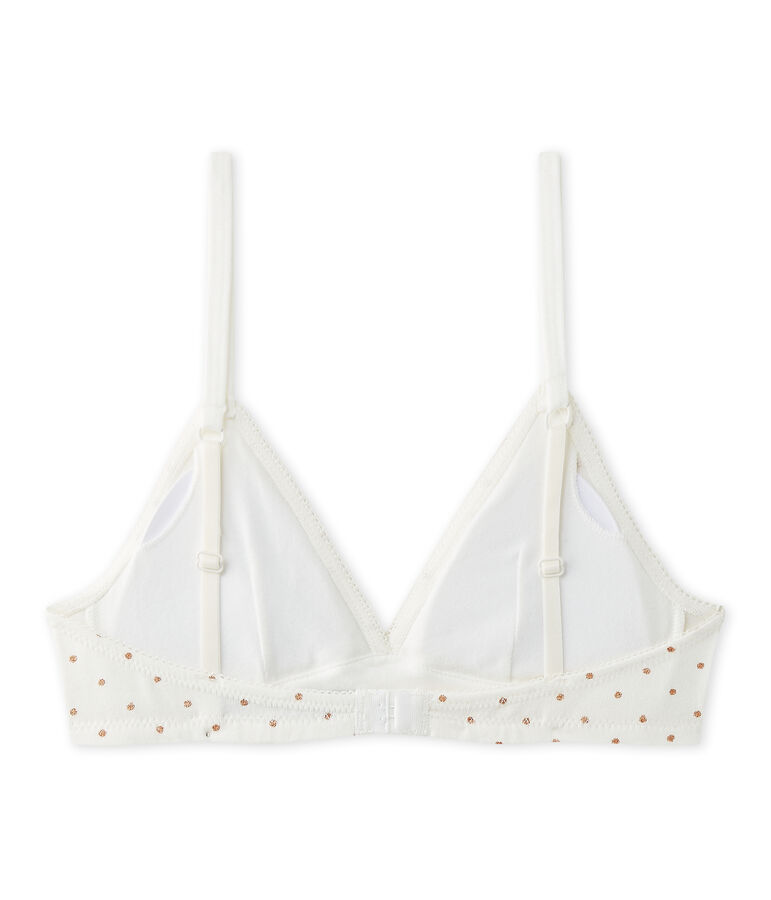 Soutien gorge padd&eacute; fille &agrave; pois blanc/marron