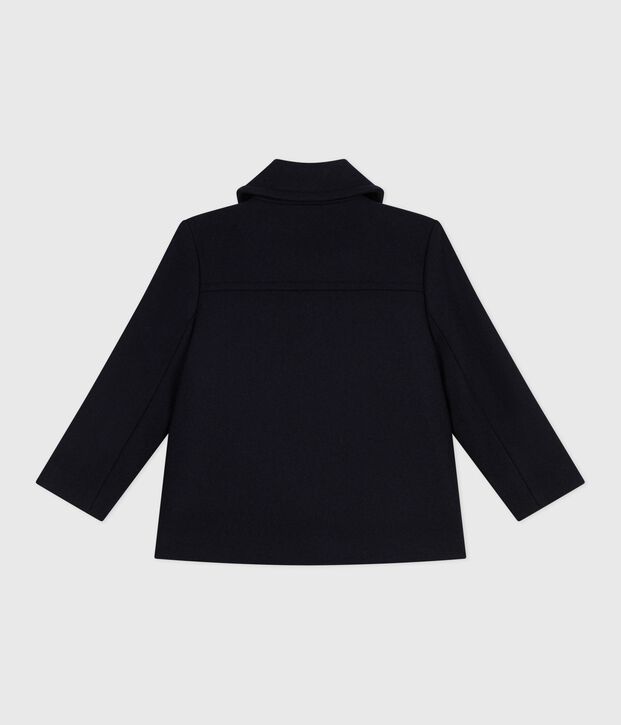 Caban enfant en draps de laine uni bleu marine