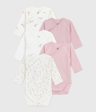 Lot de bodies croisés manches longues en coton imprimé bébé