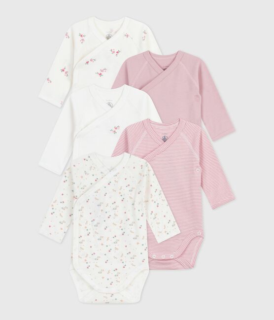Lot de bodies croisés manches longues en coton imprimé bébé variante 1
