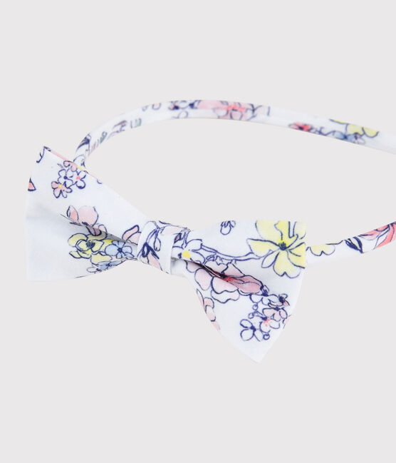 Serre tête imprimé fleuri enfant fille blanc MARSHMALLOW/blanc MULTICO