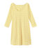 Robe femme manches 3/4 à rayures blanc MARSHMALLOW/jaune SHINE