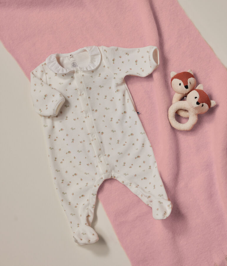 Pyjama en velours b&eacute;b&eacute; blanc MARSHMALLOW/blanc MULTICO