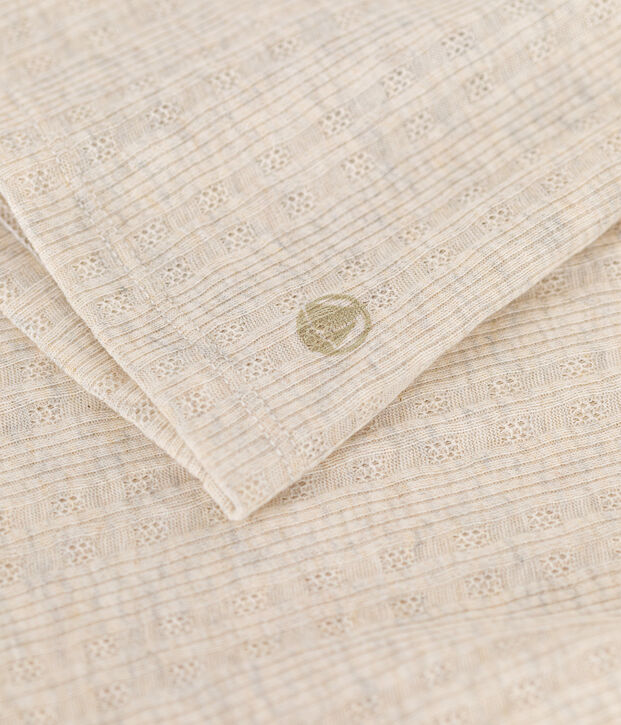 Tee-shirt l'iconique col roul&eacute; en c&ocirc;te fantaisie femme beige