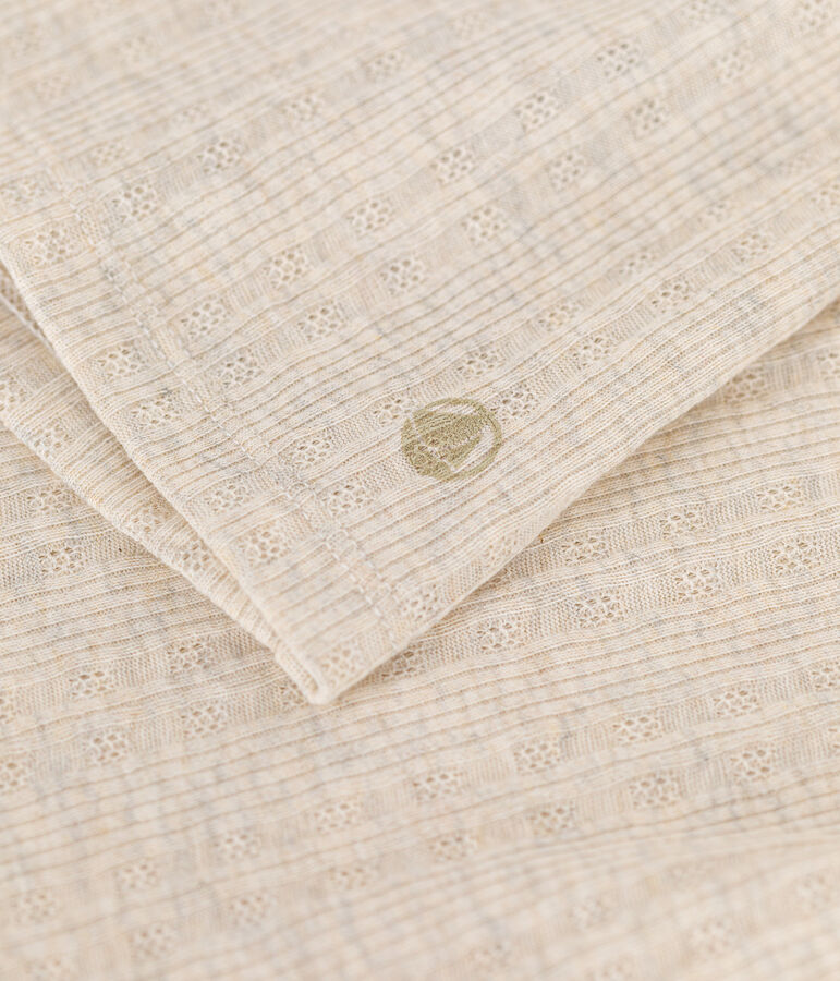 Tee-shirt l'iconique col roul&eacute; en c&ocirc;te fantaisie femme beige MONTELIMAR CHINE