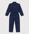 Combinaison enfant en coton manches longues fleurie bleu MEDIEVAL/blanc MARSHMALLOW