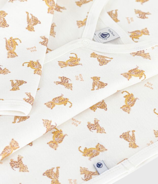 Lot cadeau b&eacute;b&eacute; en coton imprim&eacute; l&eacute;opards multicouleur