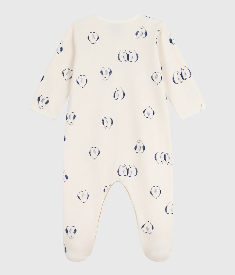 Pyjama b&eacute;b&eacute; en molleton gratt&eacute; avec col p&eacute;tale imprim&eacute; fleuri &eacute;cru/multicouleur