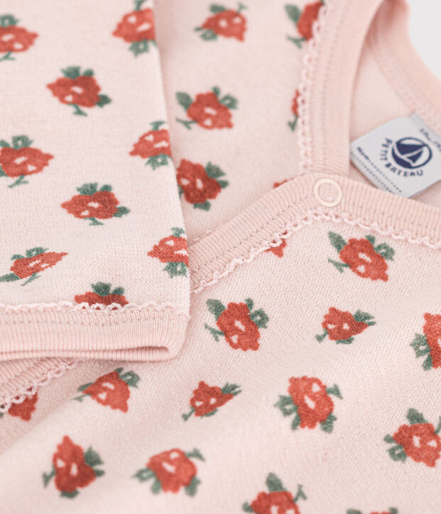 Pyjama fleurs en velours rose/multicouleur