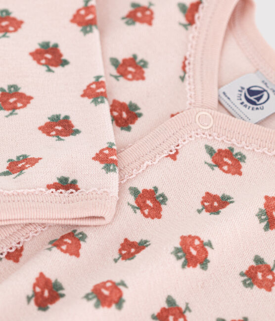 Pyjama fleurs en velours rose SALINE/blanc MULTICO