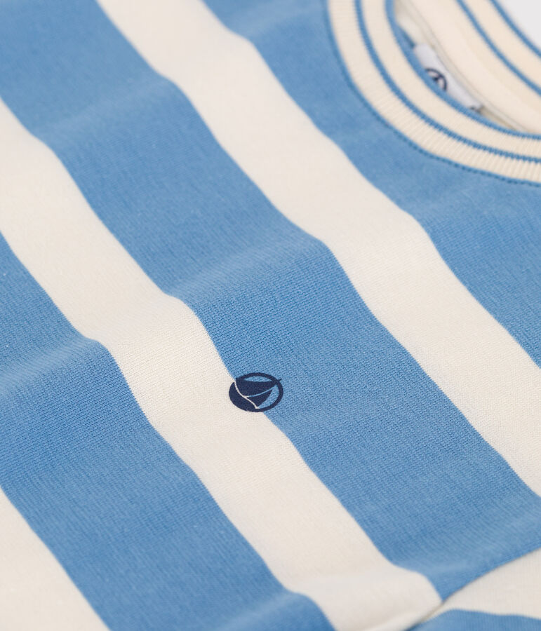 Teeshirt enfant en coton manches courtes &agrave; rayures bleu ALASKA/ AVALANCHE