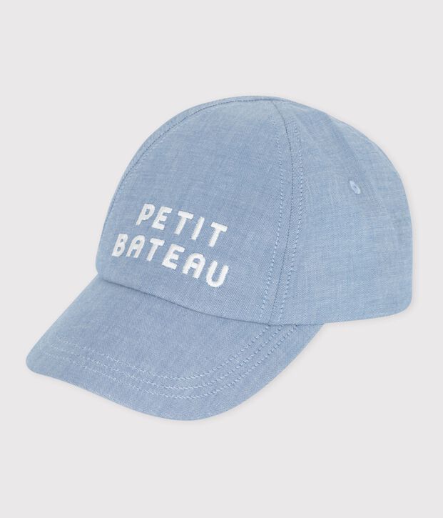 Casquette b&eacute;b&eacute; en denim clair petit bateau bleu