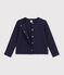 Cardigan enfant en coton uni bleu marine