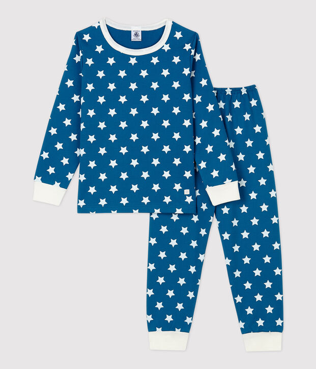 Pyjama imprim&eacute; graphique en molleton enfant bleu/blanc