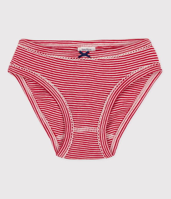 Culotte petite fille en coton rouge TERKUIT/blanc MARSHMALLOW